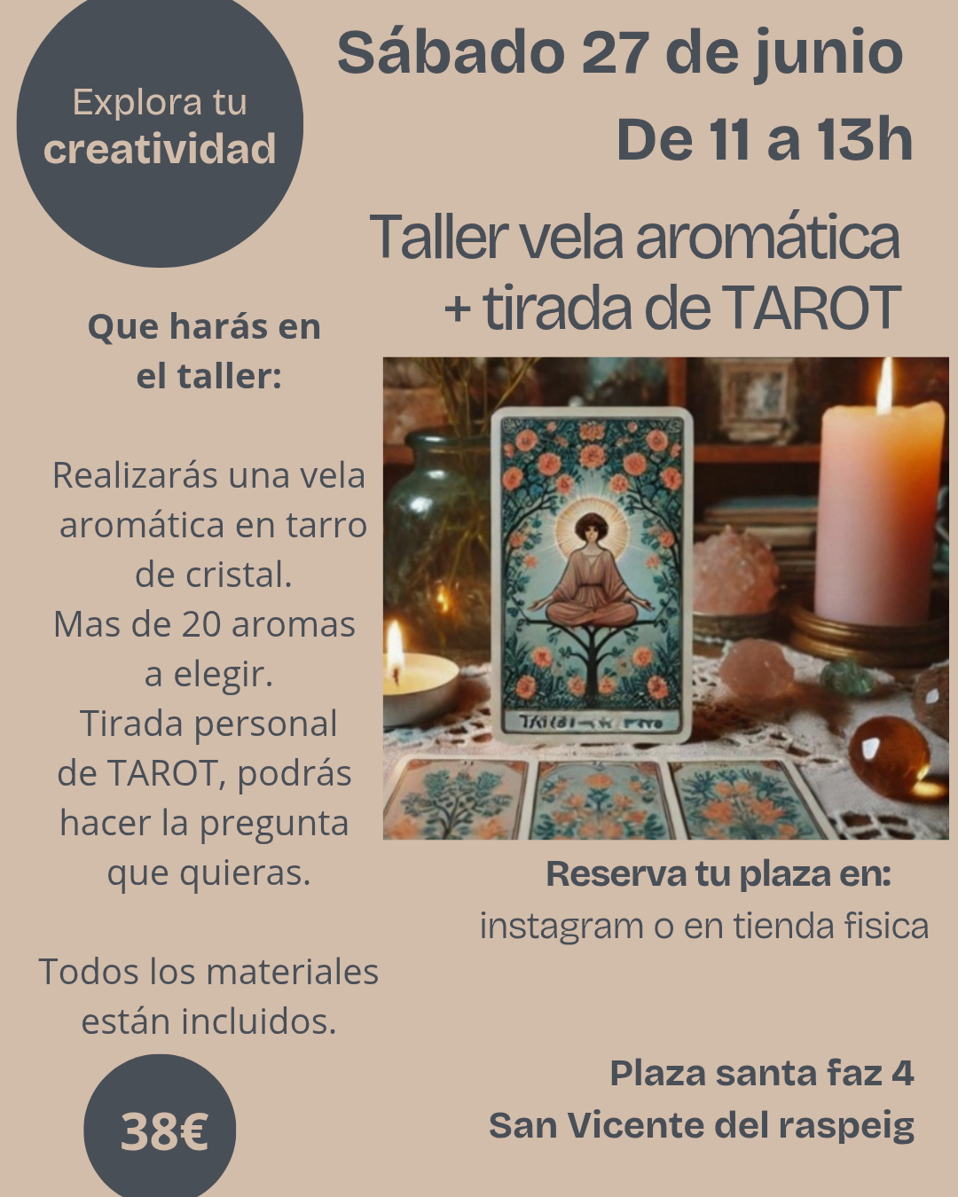 Taller velas aromáticas y tirada de tarot