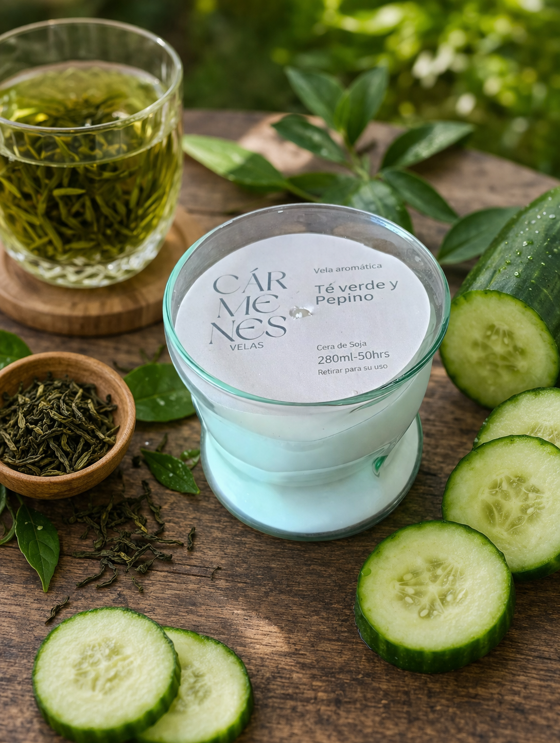 Vela té verde y pepino